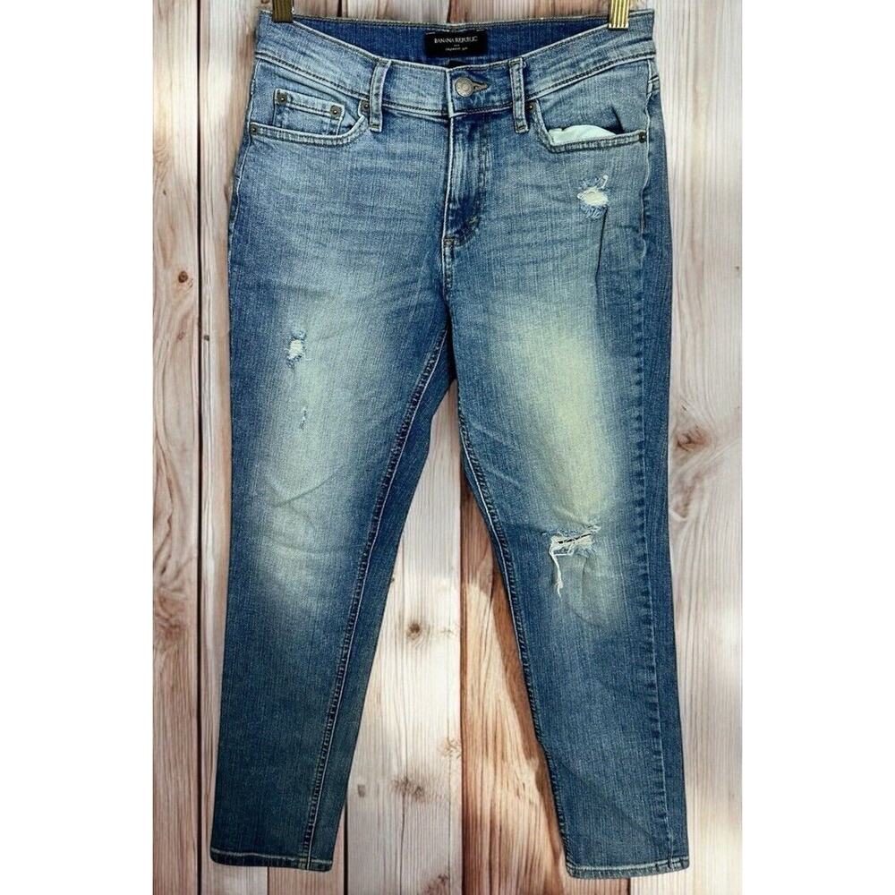 Banana Republic Distressed Girlfriend Jean Sz 25/0 Straight Leg Stretch